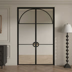 Modern Arch Double Swing Pre-hung Door with 5/16 in. Clear Tempered Glass, Hardware Included