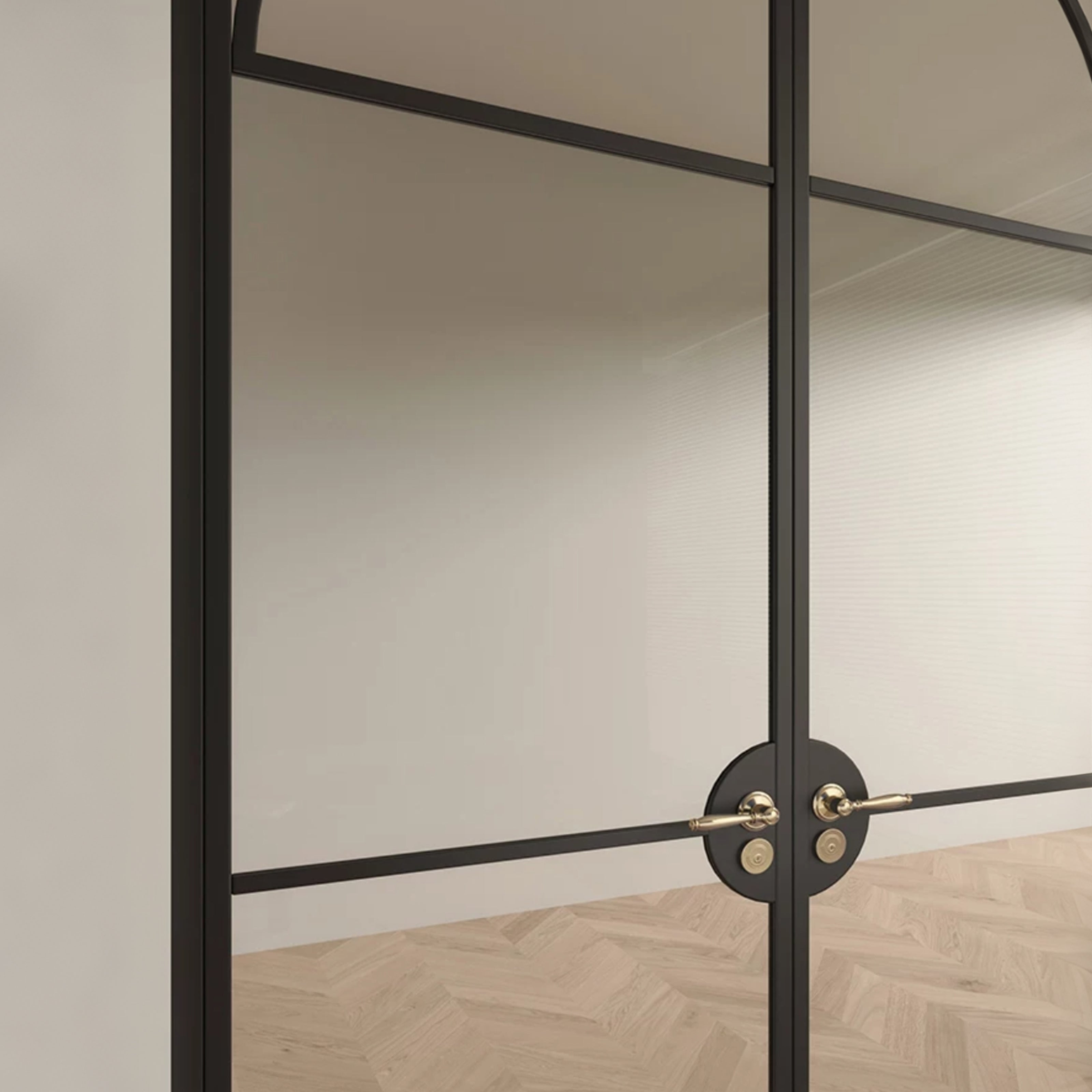 Modern Arch Double Swing Pre-hung Door with 5/16 in. Clear Tempered Glass, Hardware Included