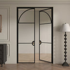 Modern Arch Double Swing Pre-hung Door with 5/16 in. Clear Tempered Glass, Hardware Included
