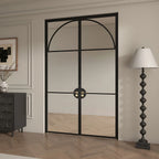 Modern Arch Double Swing Pre-hung Door with 5/16 in. Clear Tempered Glass, Hardware Included
