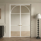 Modern Arch Double Swing Pre-hung Door with 5/16 in. Clear Tempered Glass, Hardware Included
