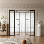 Minimal Grid Double Swing Pre-hung Door with Sidelites, 5/16 in. Clear Tempered Glass, Hardware Included