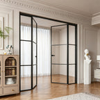 Minimal Grid Double Swing Pre-hung Door with Sidelites, 5/16 in. Clear Tempered Glass, Hardware Included