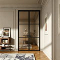 Modern Grid Double Swing Pre-hung Door with 5/16 in. Clear Tempered Glass, Hardware Included