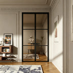 Modern Grid Double Swing Pre-hung Door with 5/16 in. Clear Tempered Glass, Hardware Included
