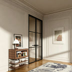 Modern Grid Double Swing Pre-hung Door with 5/16 in. Clear Tempered Glass, Hardware Included