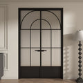 Architectural Arch Double Swing Pre-hung Door with 5/16 in. Reeded Tempered Glass, Hardware Included