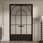 Architectural Arch Double Swing Pre-hung Door with 5/16 in. Reeded Tempered Glass, Hardware Included