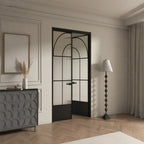 Architectural Arch Double Swing Pre-hung Door with 5/16 in. Reeded Tempered Glass, Hardware Included