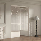 Architectural Arch Double Swing Pre-hung Door with 5/16 in. Reeded Tempered Glass, Hardware Included