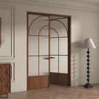 Architectural Arch Double Swing Pre-hung Door with 5/16 in. Reeded Tempered Glass, Hardware Included