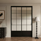 Modern Minimalist 2-Panel Sliding Door with 5/16 in. Clear Tempered Glass, Hardware Included