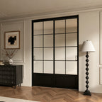 Modern Minimalist 2-Panel Sliding Door with 5/16 in. Clear Tempered Glass, Hardware Included