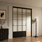 Modern Minimalist 2-Panel Sliding Door with 5/16 in. Clear Tempered Glass, Hardware Included