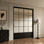 Modern Minimalist 2-Panel Sliding Door with 5/16 in. Clear Tempered Glass, Hardware Included