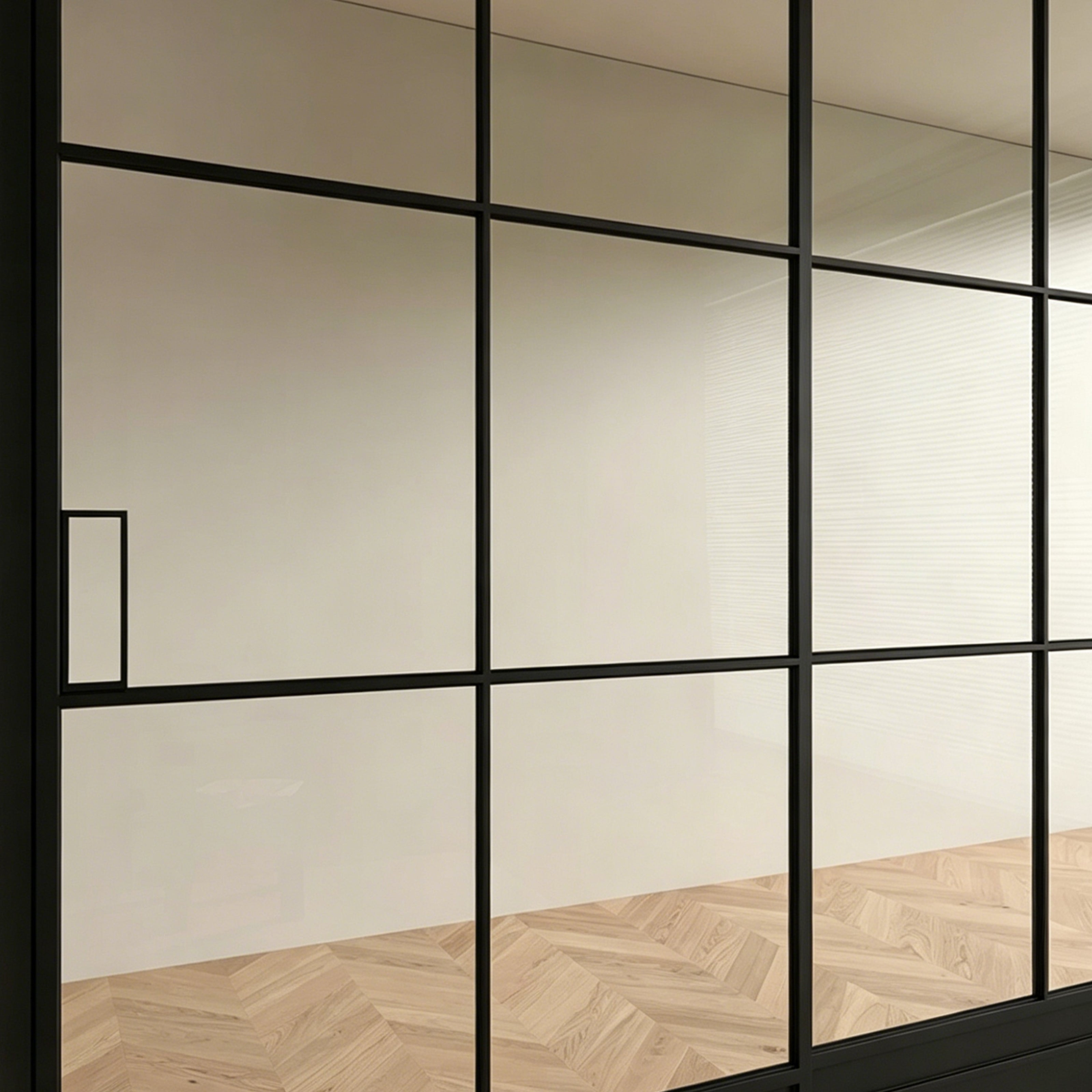 Modern Minimalist 2-Panel Sliding Door with 5/16 in. Clear Tempered Glass, Hardware Included