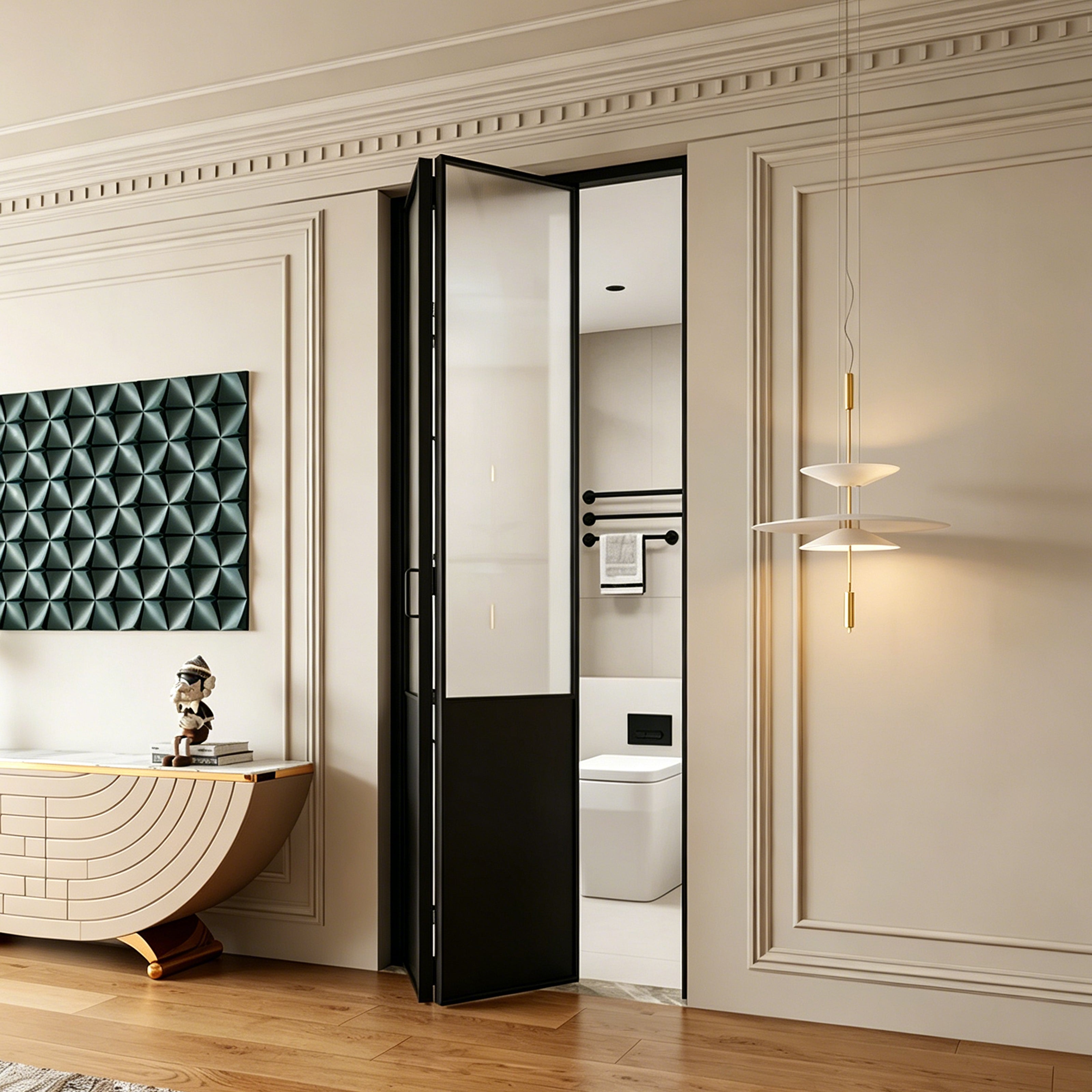 Minimalist Bi-fold Door with 5/16 in. Frosted Tempered Glass, Hardware Included
