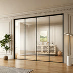 Minimalist 4-Panel Folding Door with 5/16 in. Clear Tempered Glass, Hardware Included