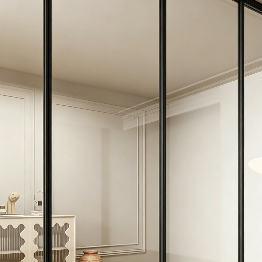 Minimalist 4-Panel Folding Door with 5/16 in. Clear Tempered Glass, Hardware Included