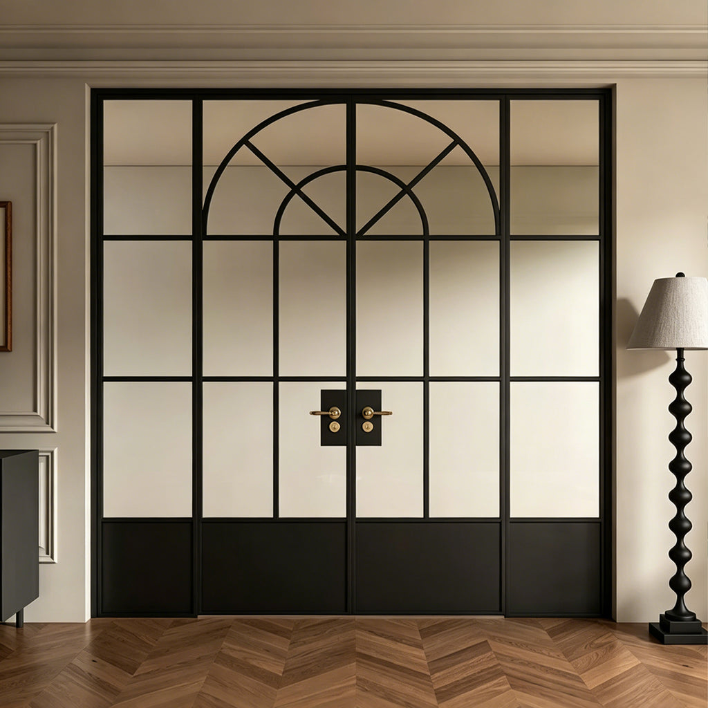 Architectural Arch Double Swing Pre-hung Door with Sidelites, 5/16 in. Clear Tempered Glass,  Hardware Included