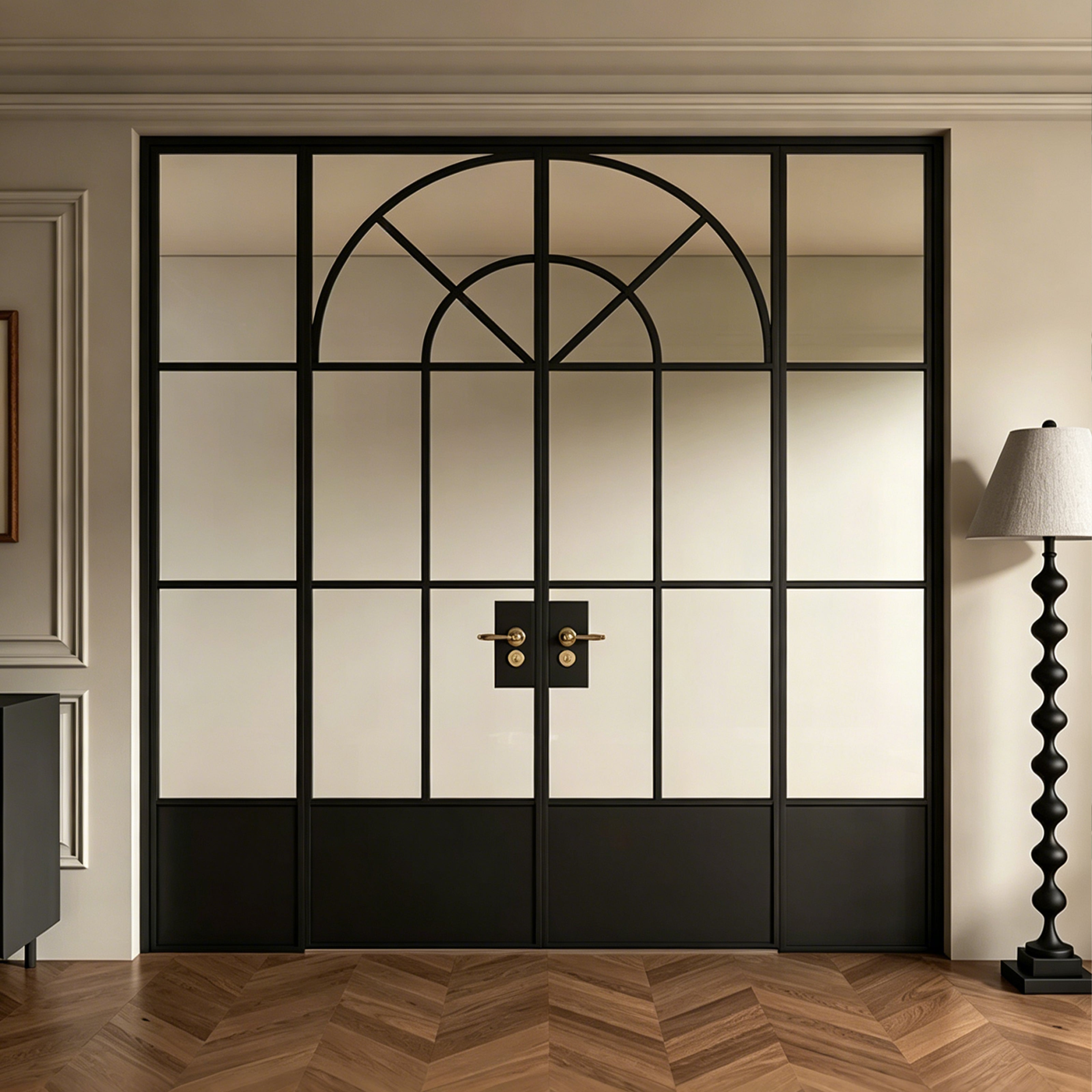 Architectural Arch Double Swing Pre-hung Door with Sidelites, 5/16 in. Clear Tempered Glass,  Hardware Included