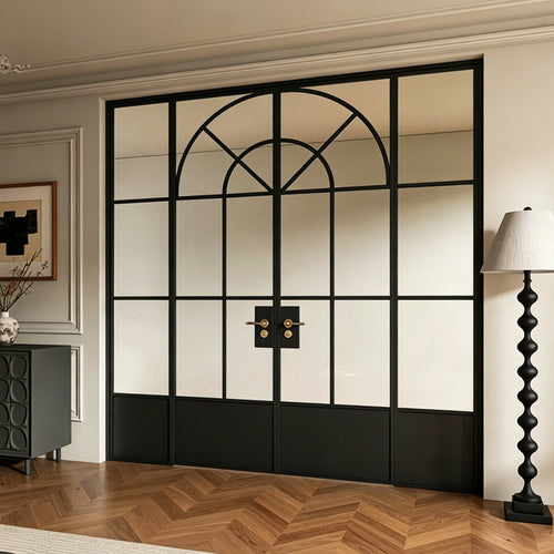 Architectural Arch Double Swing Pre-hung Door with Sidelites, 5/16 in. Clear Tempered Glass,  Hardware Included
