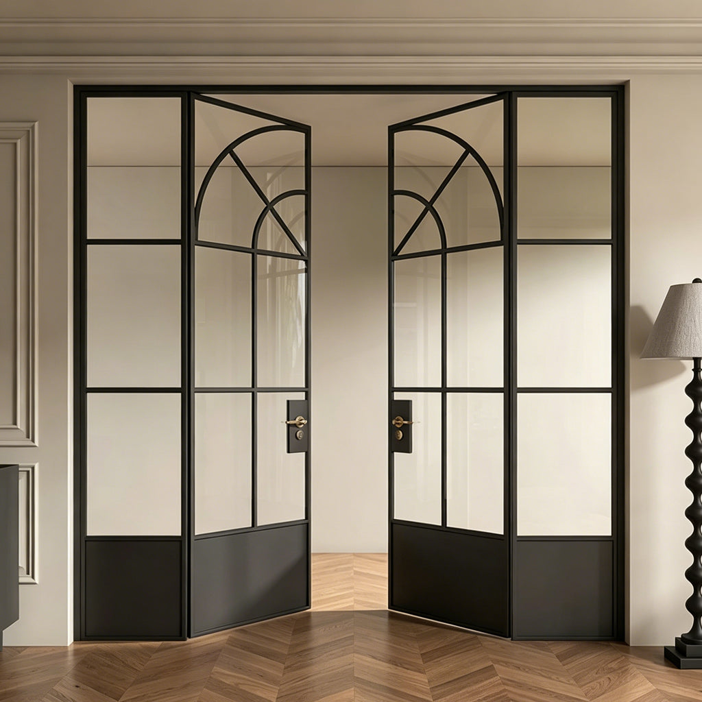 Architectural Arch Double Swing Pre-hung Door with Sidelites, 5/16 in. Clear Tempered Glass,  Hardware Included