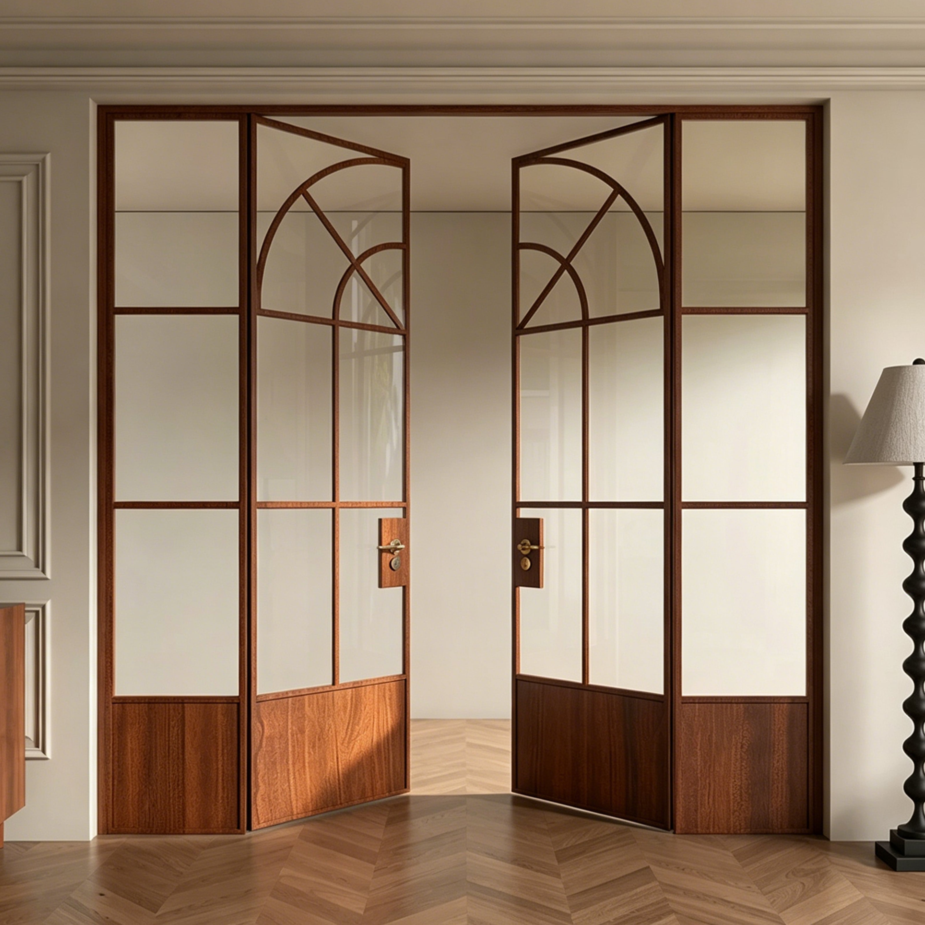 Architectural Arch Double Swing Pre-hung Door with Sidelites, 5/16 in. Clear Tempered Glass,  Hardware Included