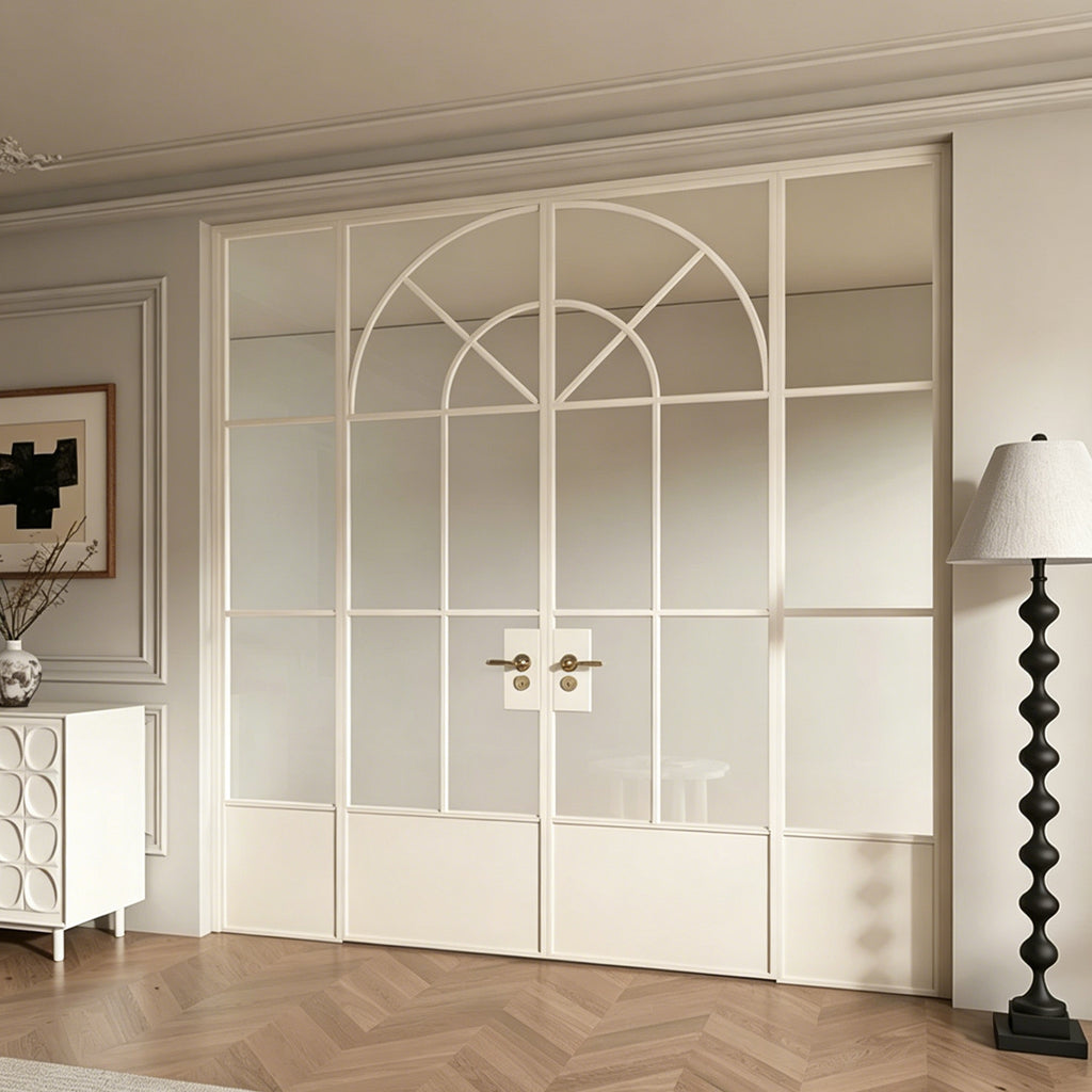 Architectural Arch Double Swing Pre-hung Door with Sidelites, 5/16 in. Clear Tempered Glass,  Hardware Included