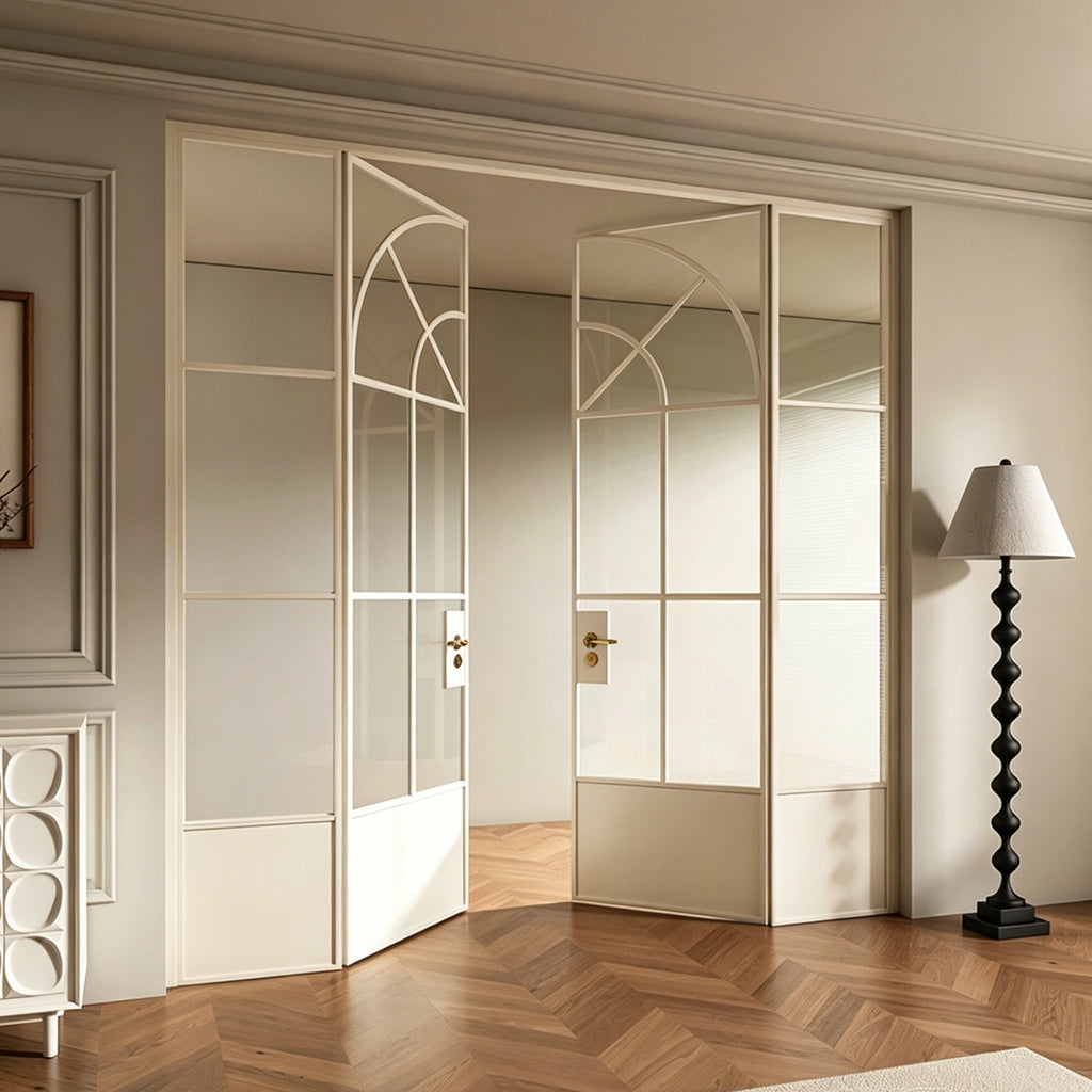 Architectural Arch Double Swing Pre-hung Door with Sidelites, 5/16 in. Clear Tempered Glass,  Hardware Included