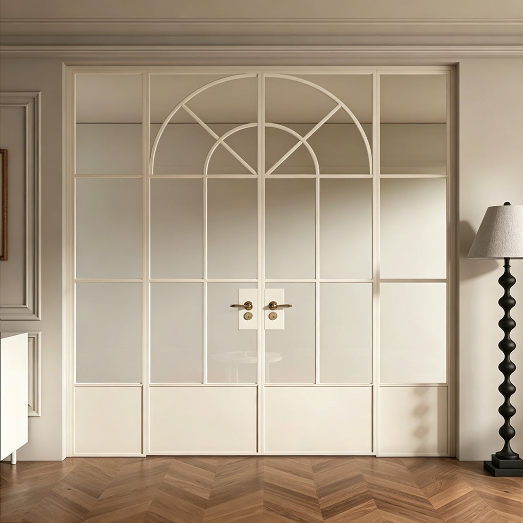 Architectural Arch Double Swing Pre-hung Door with Sidelites, 5/16 in. Clear Tempered Glass,  Hardware Included