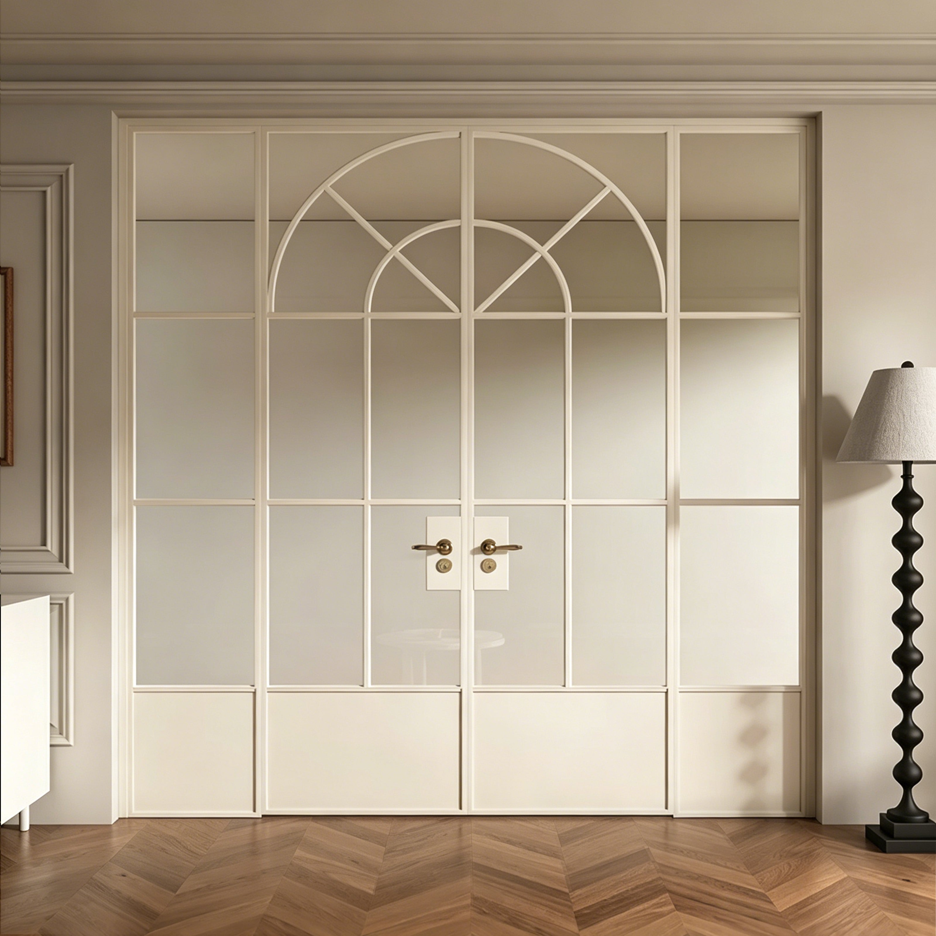 Architectural Arch Double Swing Pre-hung Door with Sidelites, 5/16 in. Clear Tempered Glass,  Hardware Included