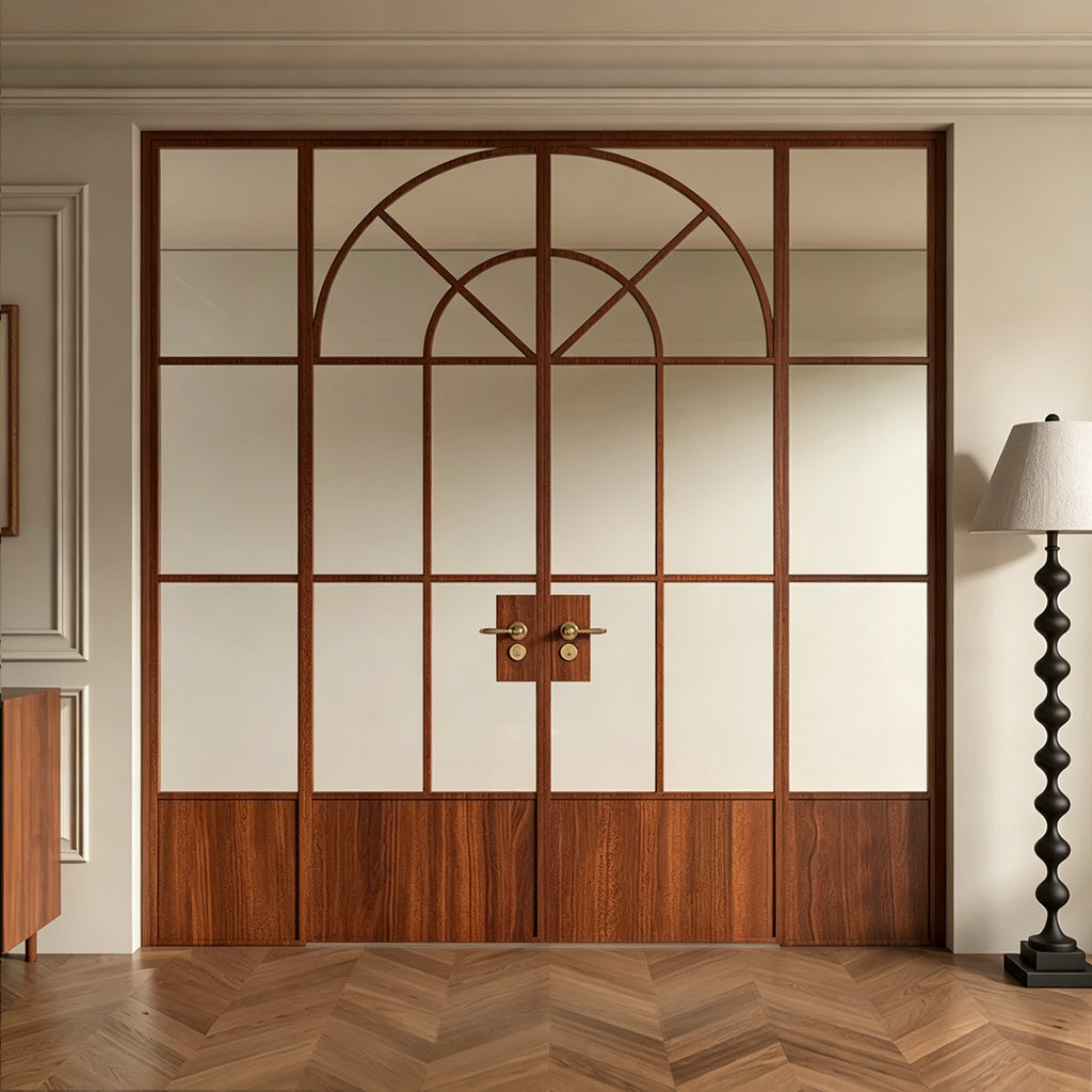 Architectural Arch Double Swing Pre-hung Door with Sidelites, 5/16 in. Clear Tempered Glass,  Hardware Included