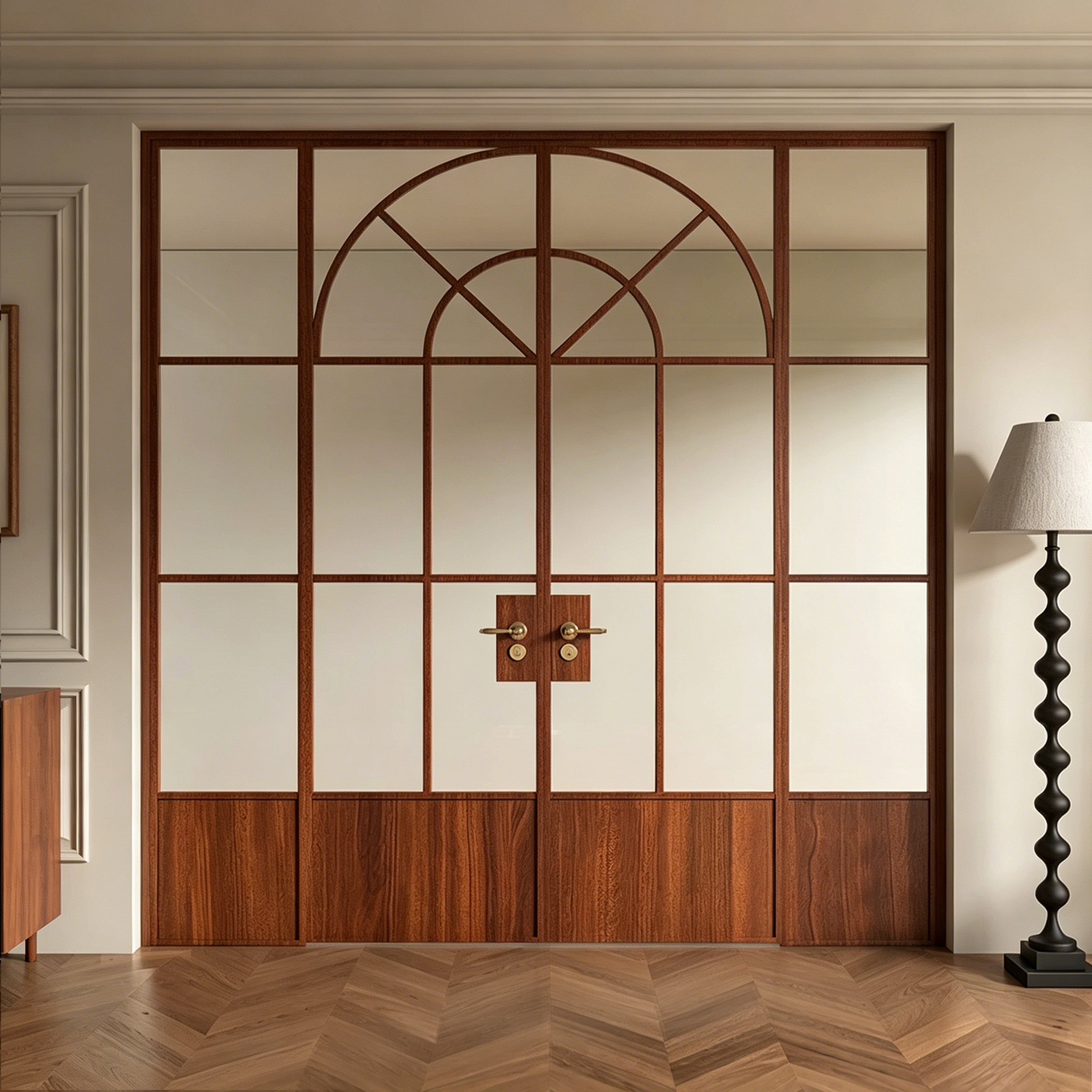 Architectural Arch Double Swing Pre-hung Door with Sidelites, 5/16 in. Clear Tempered Glass,  Hardware Included