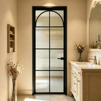 Modern Arch Single Pre-hung Interior Door with 5/16 in. Reeded Tempered Glass, Hardware Included