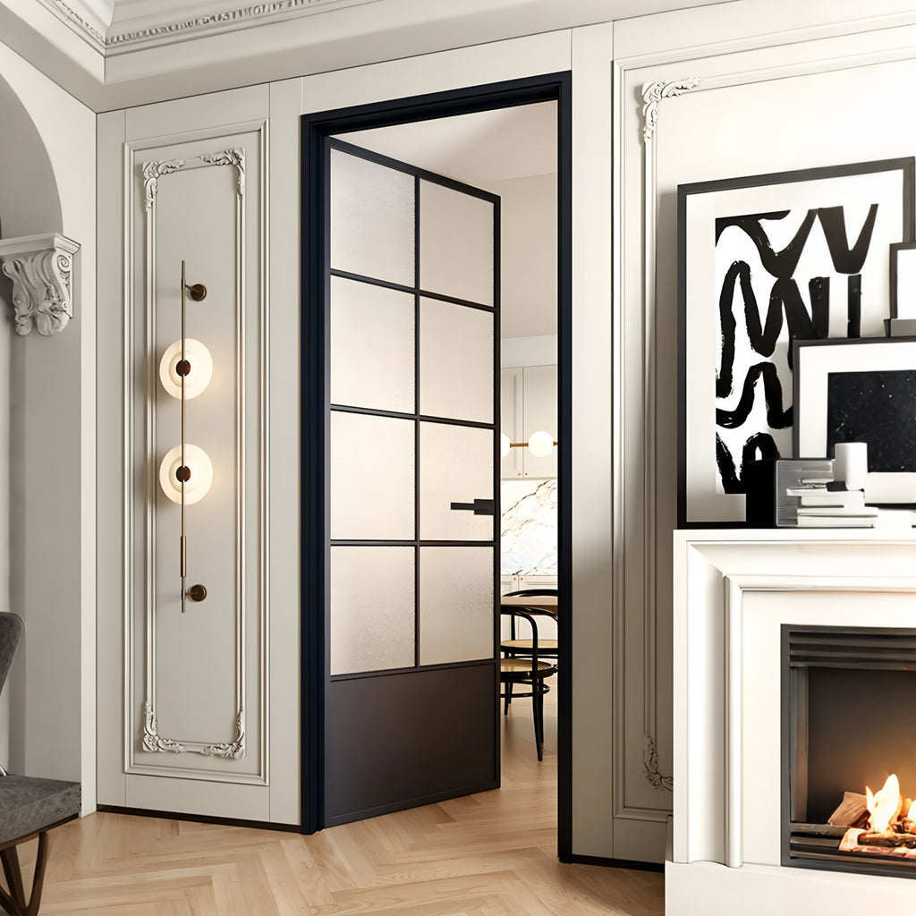Modern Minimalist Single Pre-hung Interior Door with 5/16 in. Frosted Tempered Glass, Hardware Included