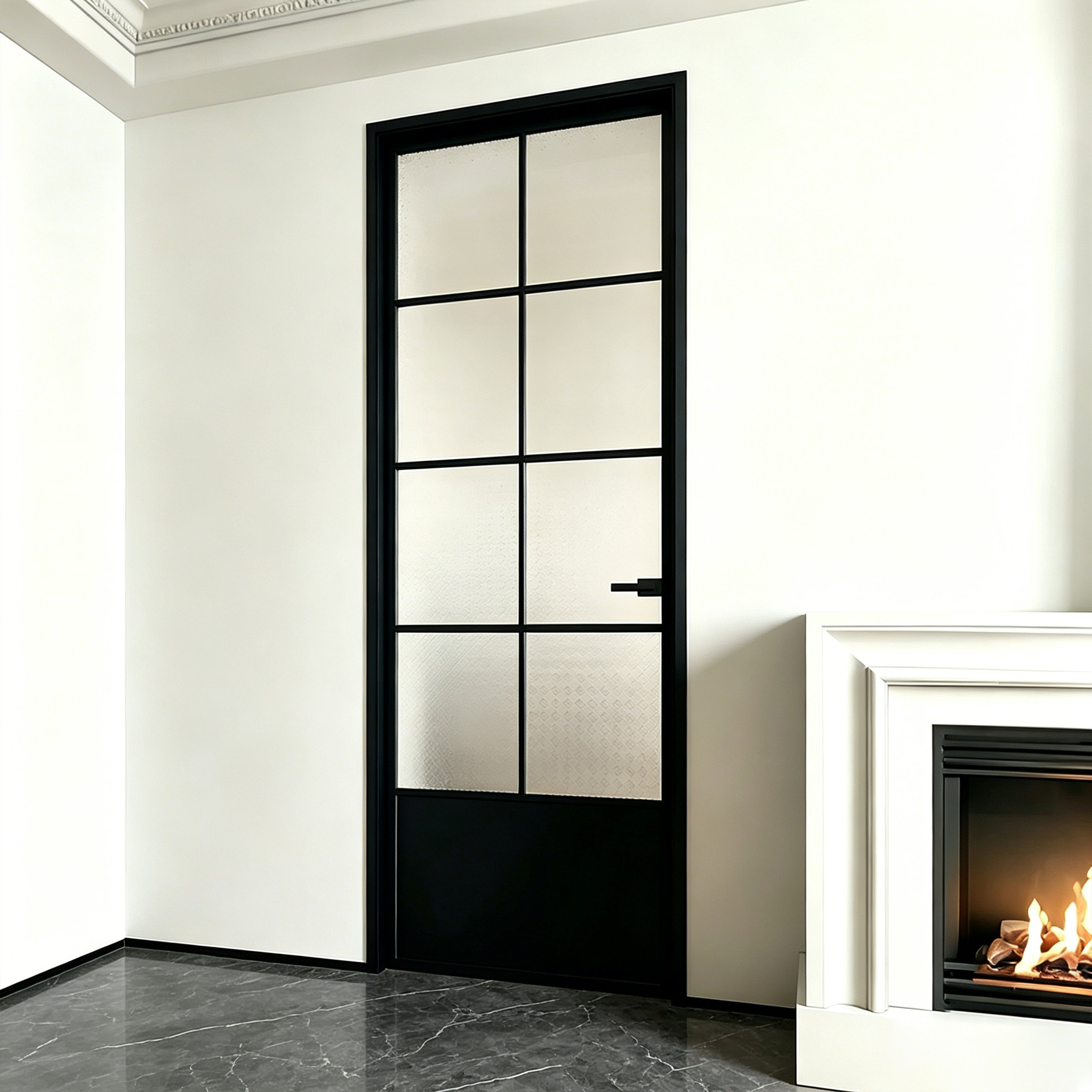 Modern Minimalist Single Pre-hung Interior Door with 5/16 in. Frosted Tempered Glass, Hardware Included