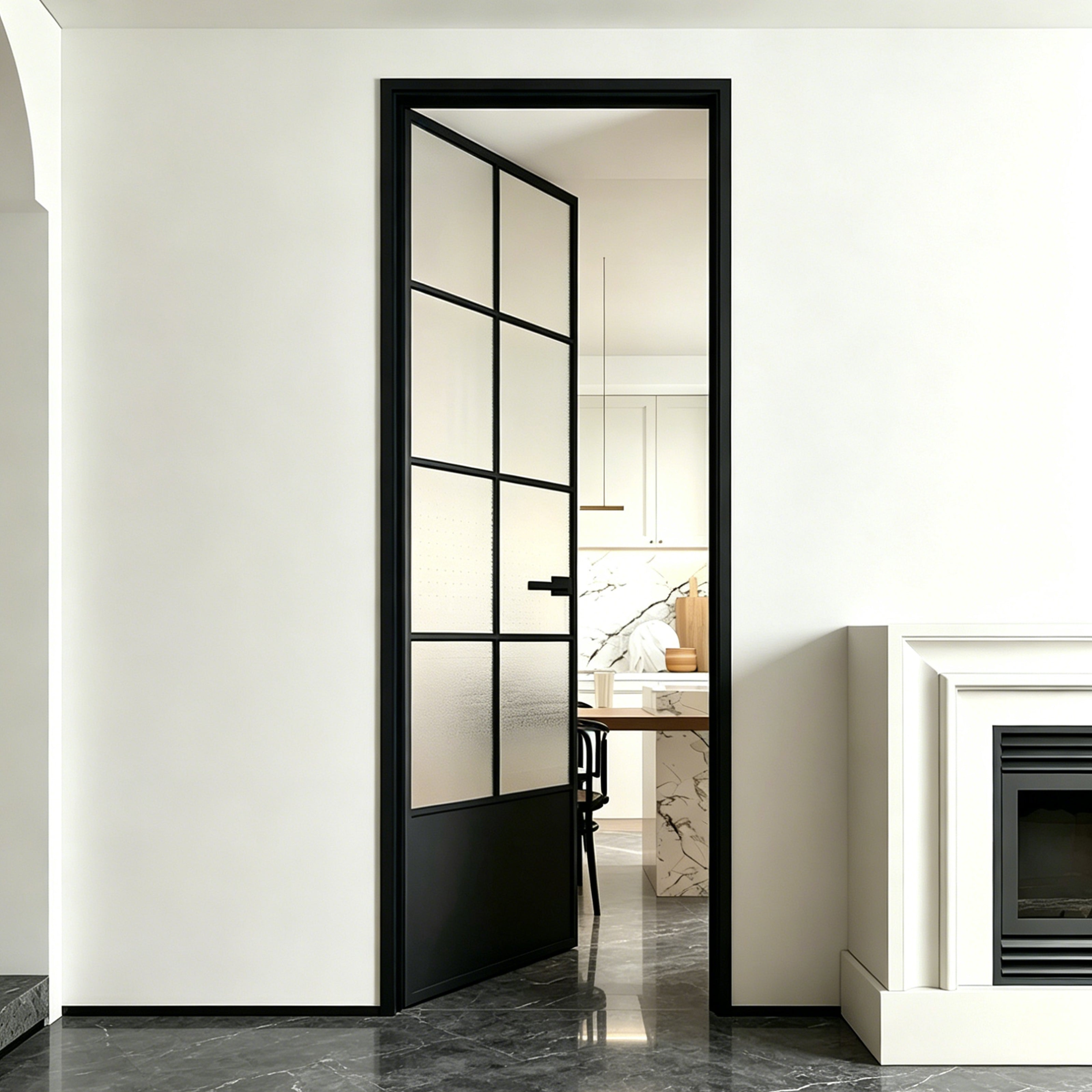 Modern Minimalist Single Pre-hung Interior Door with 5/16 in. Frosted Tempered Glass, Hardware Included