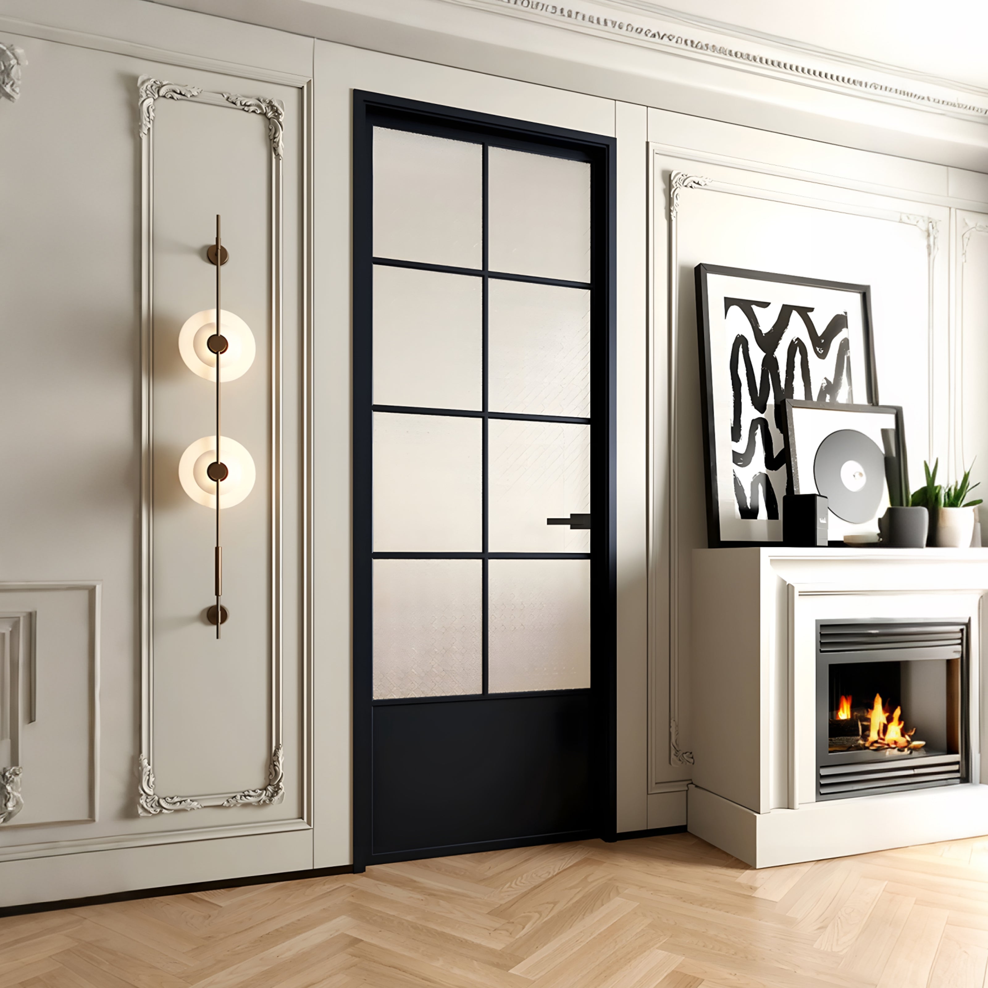 Modern Minimalist Single Pre-hung Interior Door with 5/16 in. Frosted Tempered Glass, Hardware Included