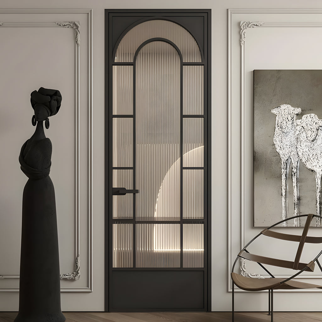 Double Arch Single Pre-hung Interior Door with 5/16 in. Reeded Tempered Glass, Hardware Included