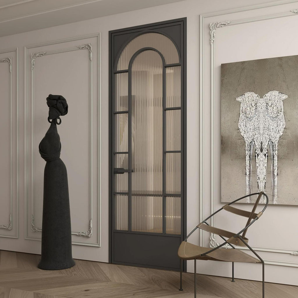 Double Arch Single Pre-hung Interior Door with 5/16 in. Reeded Tempered Glass, Hardware Included