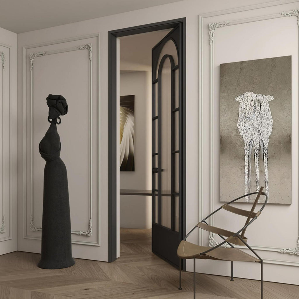 Double Arch Single Pre-hung Interior Door with 5/16 in. Reeded Tempered Glass, Hardware Included