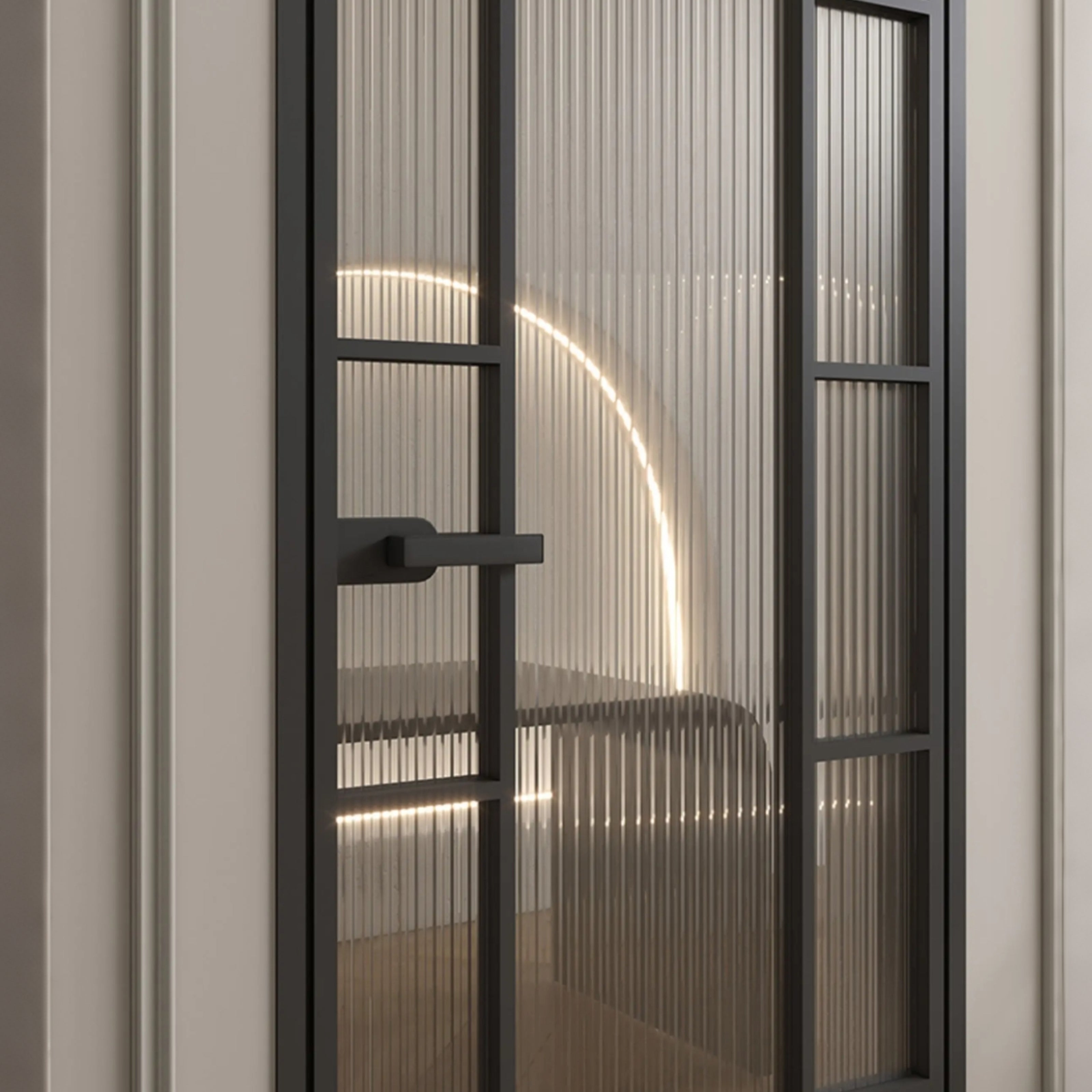 Double Arch Single Pre-hung Interior Door with 5/16 in. Reeded Tempered Glass, Hardware Included