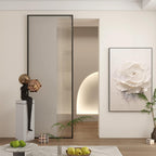 Modern Minimalist Single Sliding Door with 5/16 in. Reeded Tempered Glass, Hardware Included