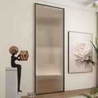 Modern Minimalist Single Sliding Door with 5/16 in. Reeded Tempered Glass, Hardware Included